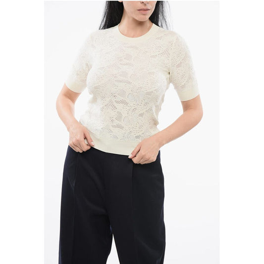 Chloé Kurzärmeliger Pullover aus Jacquard-Seidenmischung