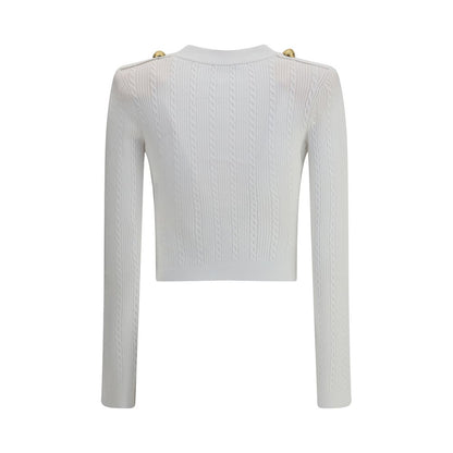 Balmain Gerippte und geflochtene Strickjacke