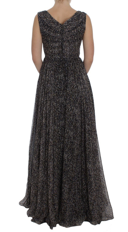Dolce & Gabbana Dunkles Seiden-Shiftkleid in voller Länge