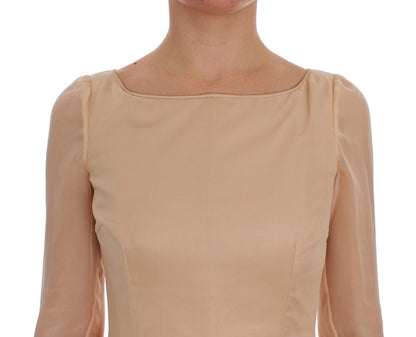 Dolce & Gabbana Beige Seide Ballkleid in voller Länge Kleid