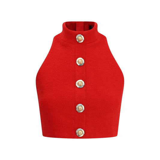 Balmain Crop Top aus Bouclé-Wolle