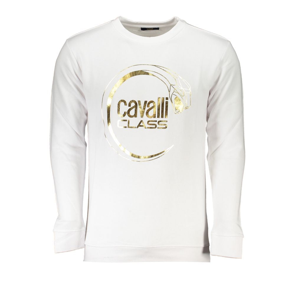 Cavalli Class Weißer Baumwollpullover für Männer