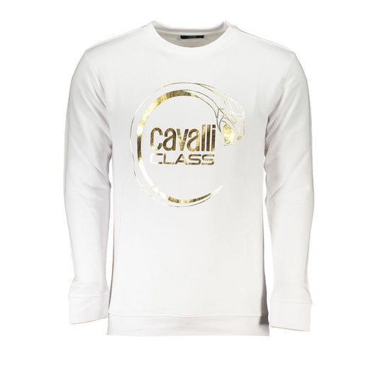 Cavalli Class Weißer Baumwollpullover für Männer