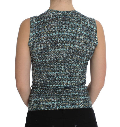 Dolce & Gabbana Blauer Wollpullover ohne Ärmel Pullover
