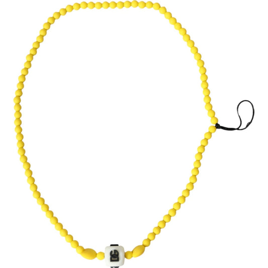 Dolce & Gabbana Gelbe Perlenkette DG Logo Charm Accessoire Halskette