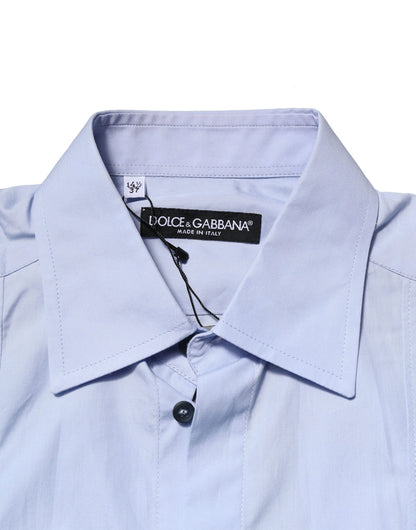 Dolce & Gabbana Hellblaues Baumwollhemd mit langen Ärmeln