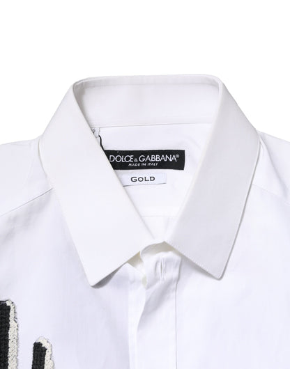 Dolce & Gabbana Weißes Hemd mit GOLD-Stickerei