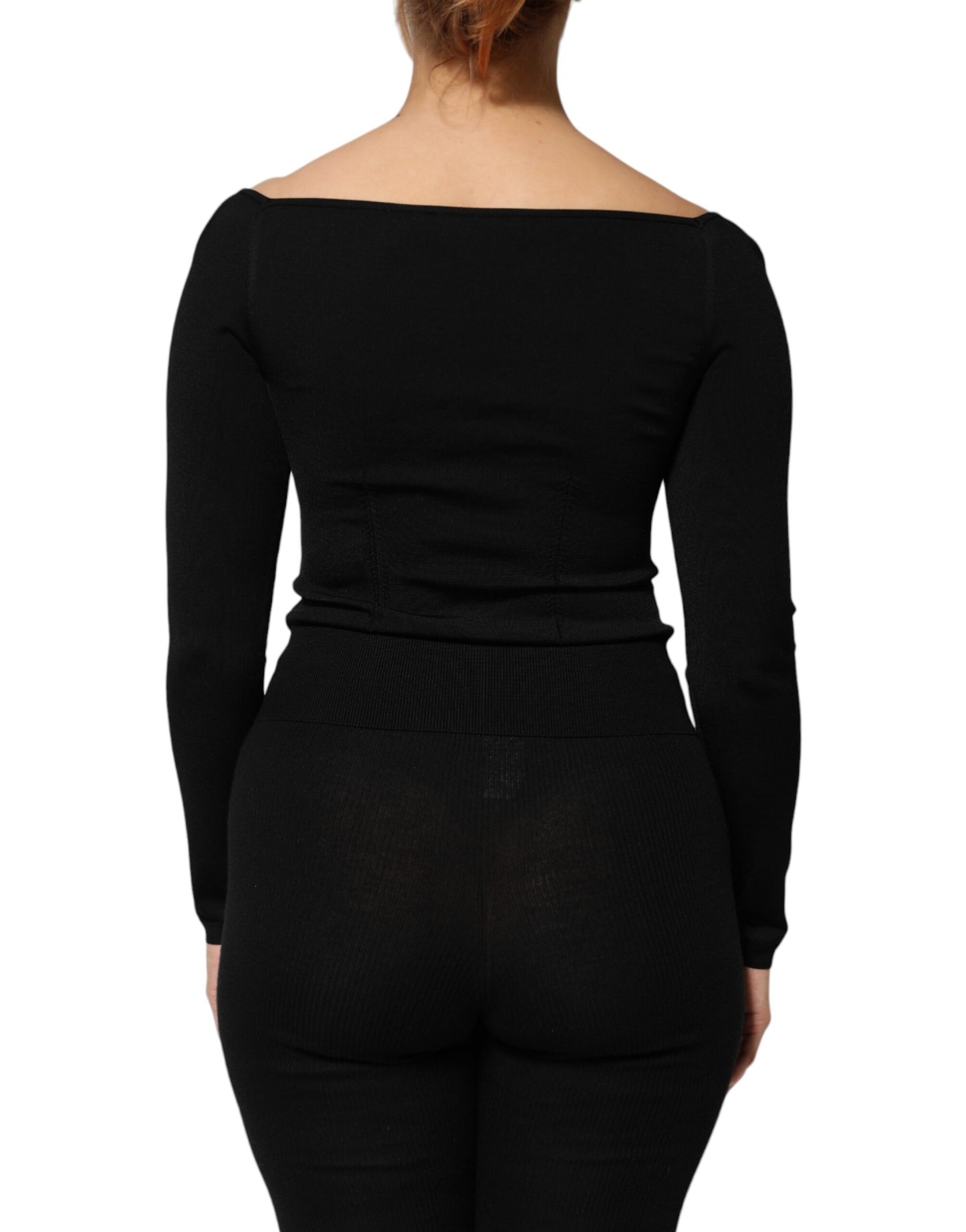 Dolce & Gabbana Schwarzer Viskose-Langarm-Pullover Bluse Top