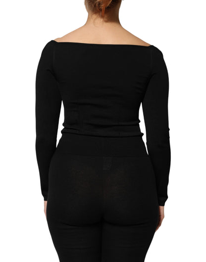 Dolce & Gabbana Schwarzer Viskose-Langarm-Pullover Bluse Top