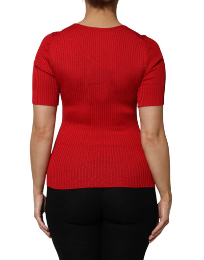 Dolce & Gabbana Rot Rundhalsausschnitt Kurzarm Pullover Top