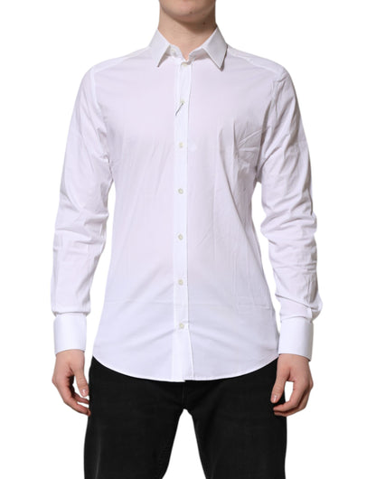 Dolce & Gabbana Weißes GOLD Baumwollkragenhemd Top