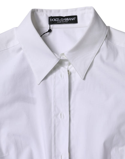 Dolce & Gabbana Weißes Baumwollhemd mit Kragen und langen Ärmeln