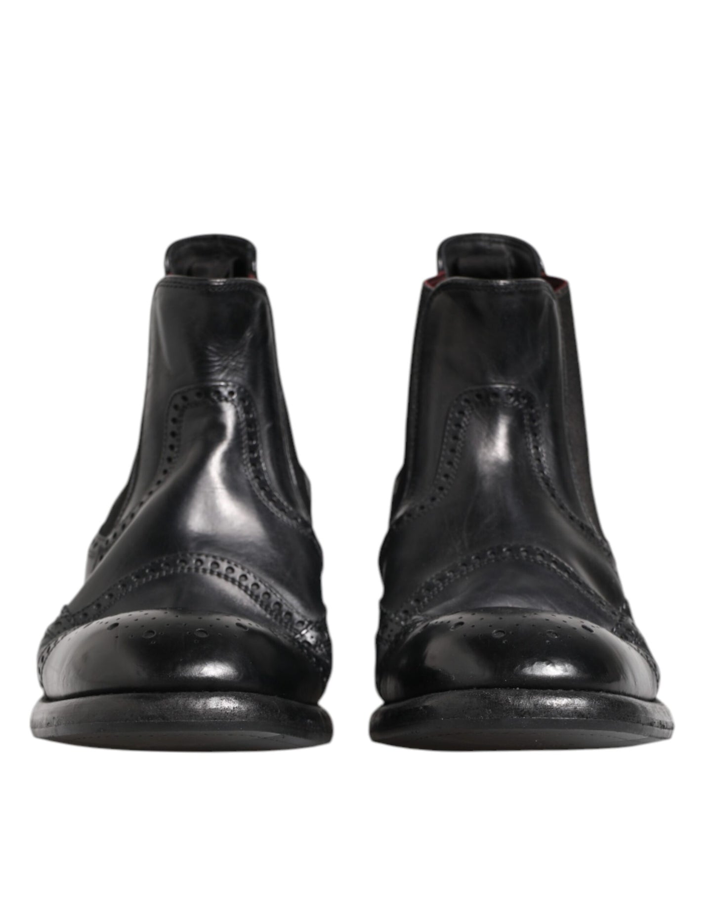 Dolce & Gabbana Schwarze Lederstiefeletten Slip On Schuhe