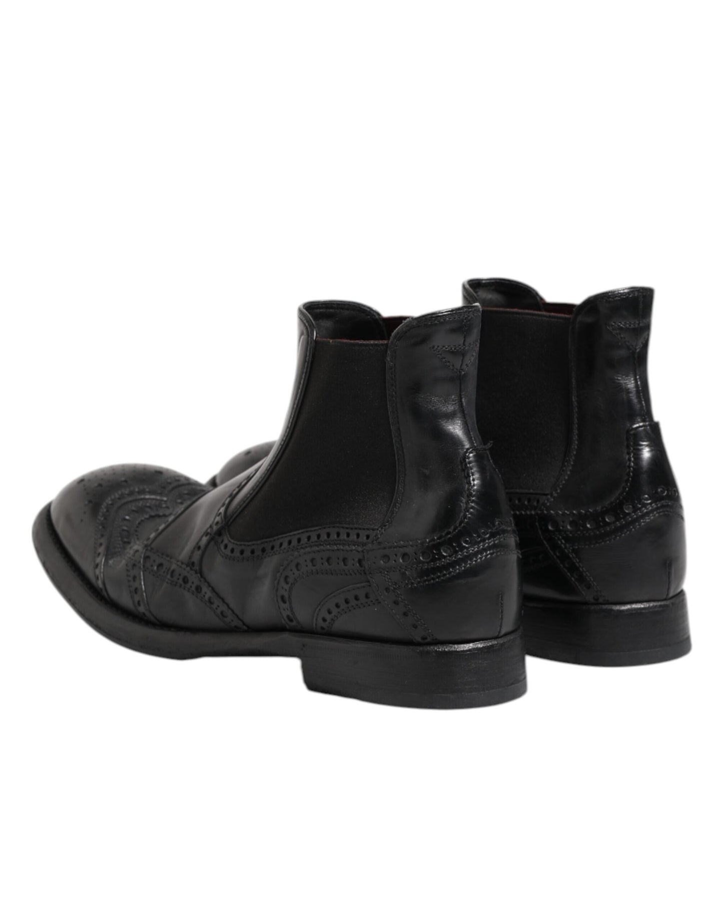 Dolce & Gabbana Schwarze Lederstiefeletten Slip On Schuhe