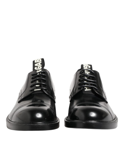 Dolce & Gabbana Schwarzes Leder Kleid Schnürschuhe Männer Formale Schuhe