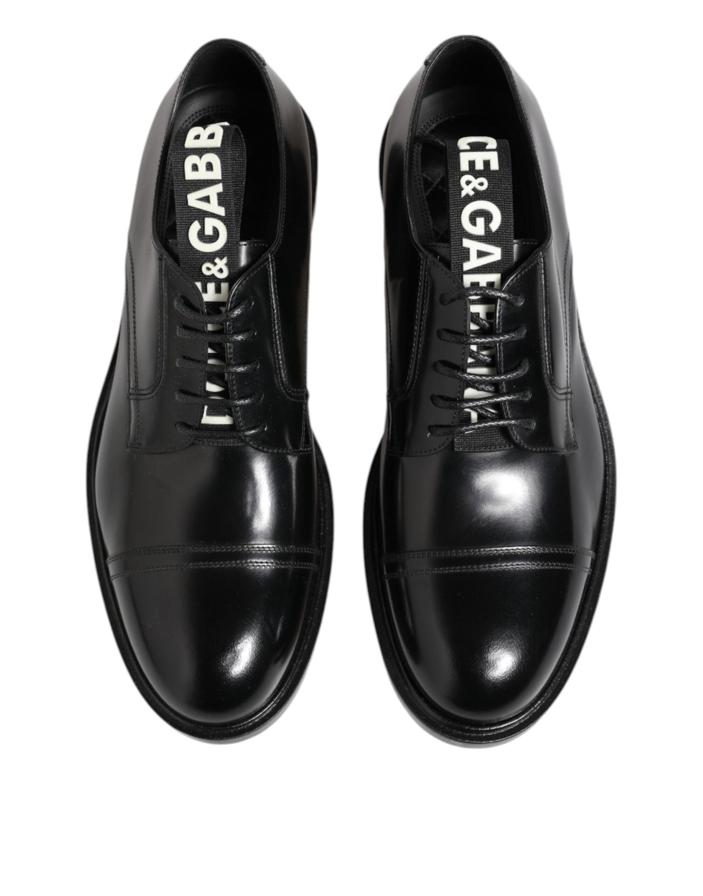 Dolce & Gabbana Schwarzes Leder Kleid Schnürschuhe Männer Formale Schuhe
