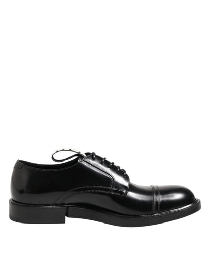 Dolce & Gabbana Schwarzes Leder Kleid Schnürschuhe Männer Formale Schuhe
