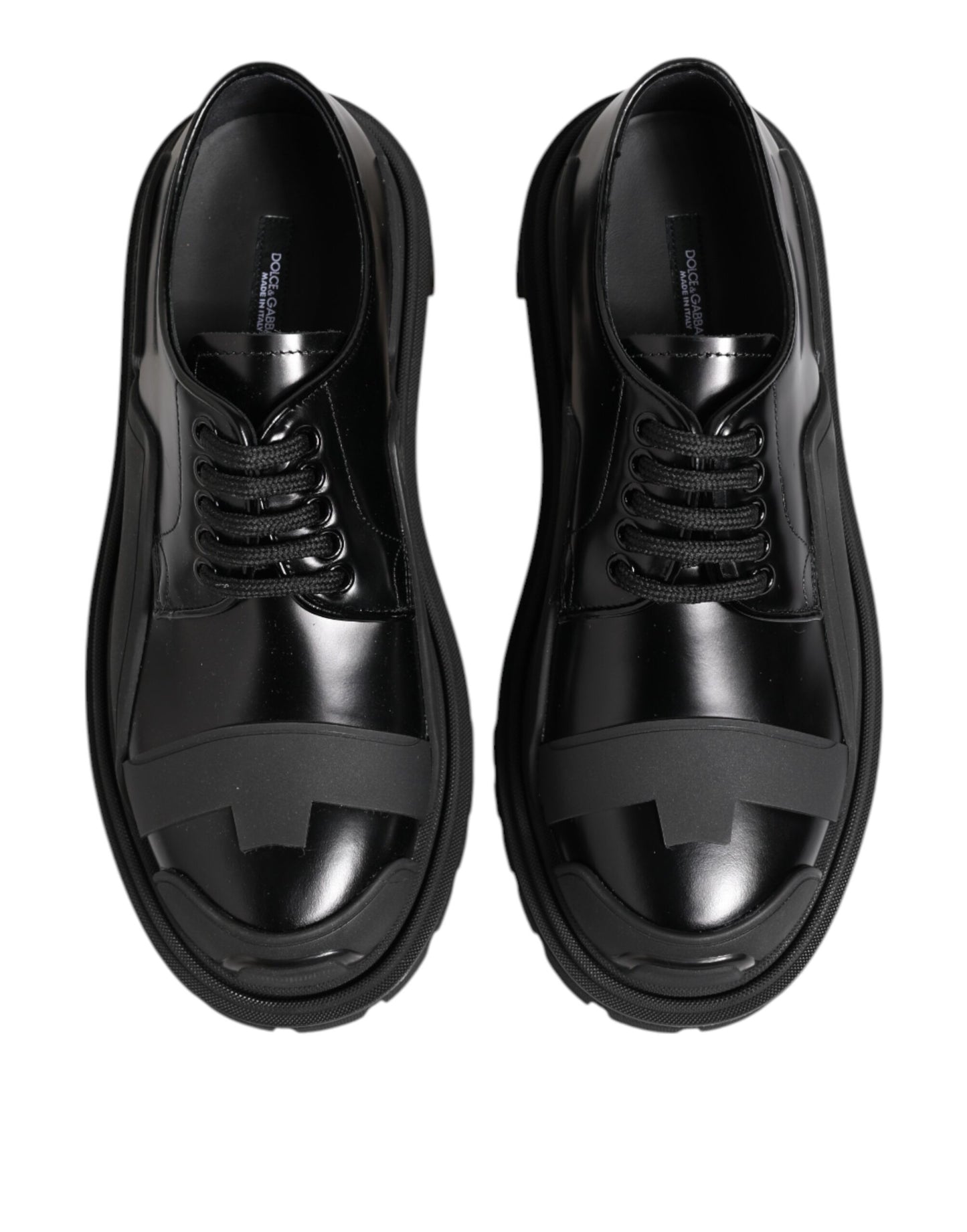 Dolce & Gabbana Trekking-Derby-Schuhe aus schwarzem Lackleder