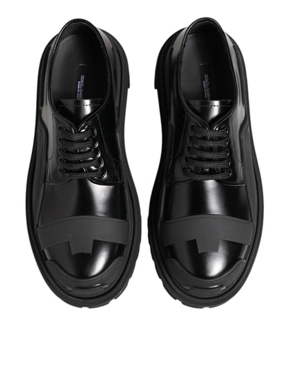 Dolce & Gabbana Trekking-Derby-Schuhe aus schwarzem Lackleder
