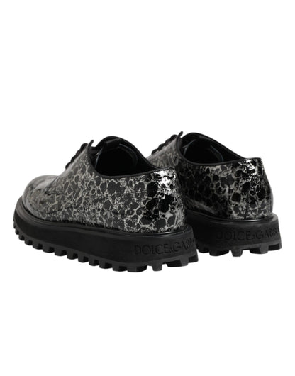 Dolce & Gabbana Schwarz Weiß Kalbsleder Chunky Derby Schuhe