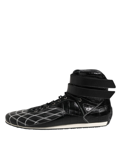 Dolce & Gabbana Schwarze gesteppte Leder Schnürschuhe