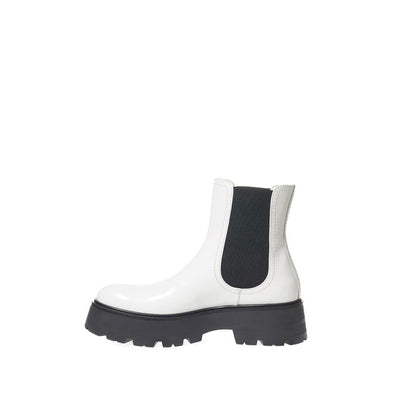 Alexander McQueen Schwarzer und weißer Lederstiefel