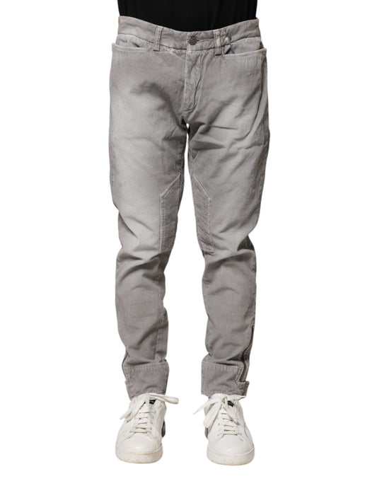 Balmain Hellgraue gewaschene Skinny Fit Herren Denim Jeans