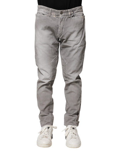 Balmain Hellgraue gewaschene Skinny Fit Herren Denim Jeans