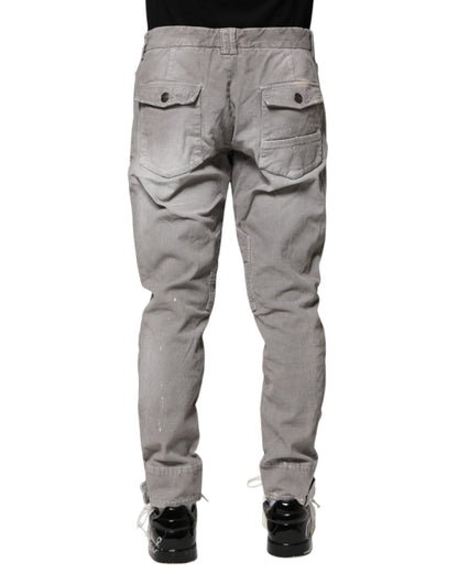 Balmain Hellgraue gewaschene Skinny Fit Herren Denim Jeans