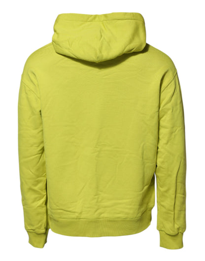 Dolce & Gabbana Grünes Logo-Sweatshirt aus Baumwolle mit Kapuze Pullover