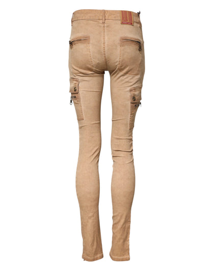 PLEIN SUD Braune Skinny Denim-Jeans aus Baumwolle mit mittlerer Taille
