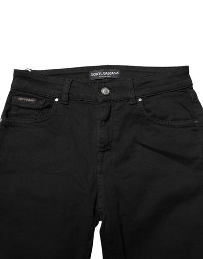 Dolce & Gabbana Schwarze Skinny Denim-Jeans mit mittlerer Taille aus Baumwolle