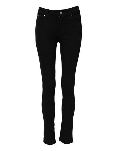 Dolce & Gabbana Schwarze Skinny Denim-Jeans mit mittlerer Taille aus Baumwolle