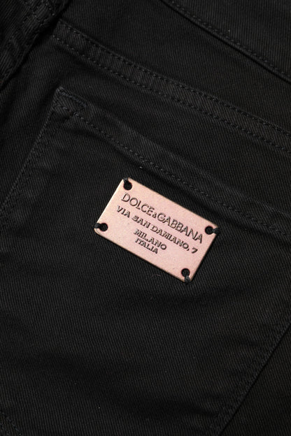 Dolce & Gabbana Schwarze Skinny Denim-Jeans mit mittlerer Taille aus Baumwolle