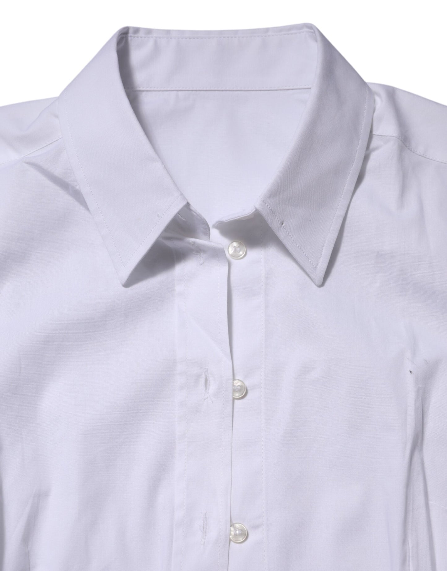 Dolce & Gabbana Weißes Baumwollhemd mit langen Ärmeln und Kragen