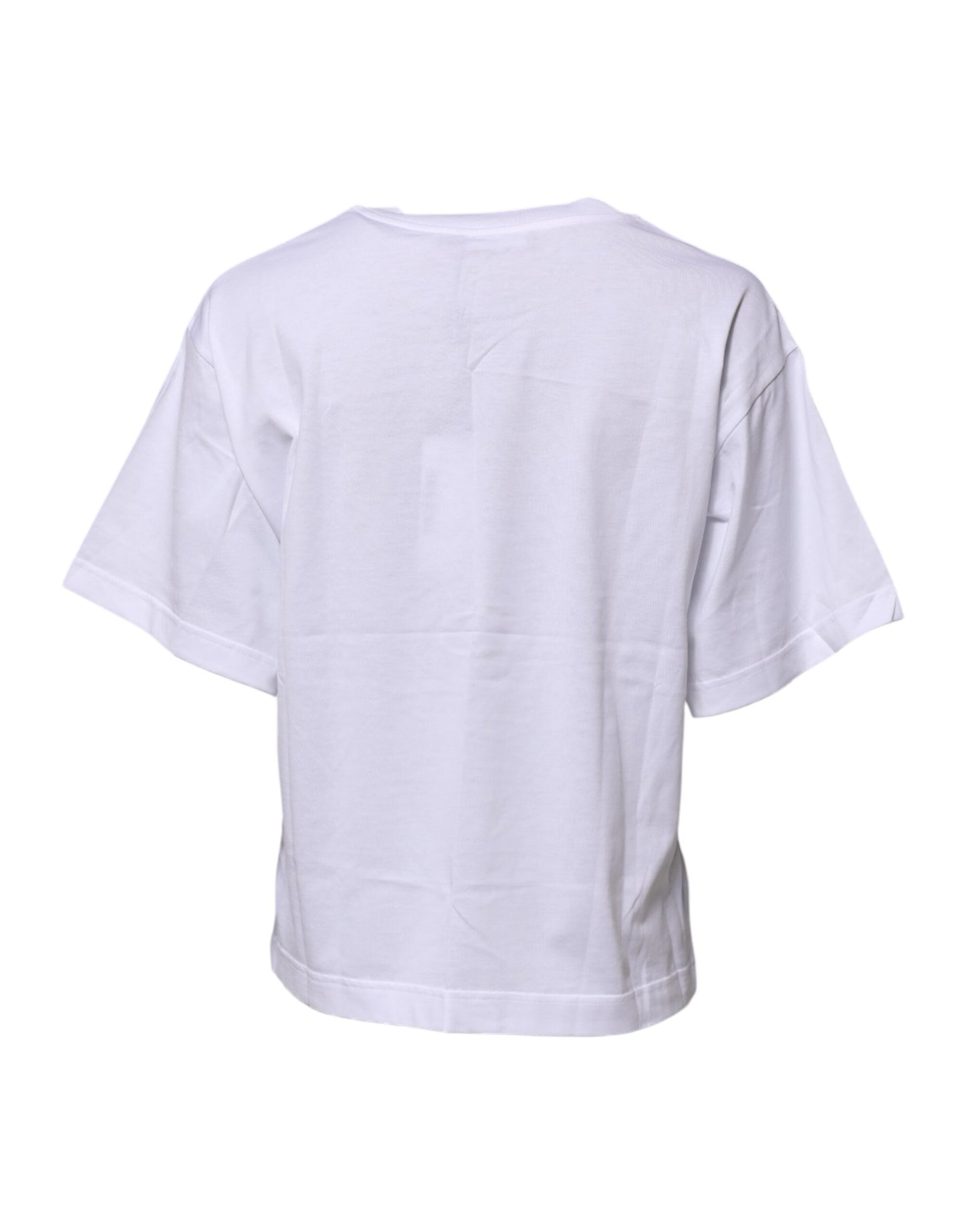 Dolce & Gabbana Weißes T-Shirt mit Rundhalsausschnitt und Grafikdruck aus Baumwolle