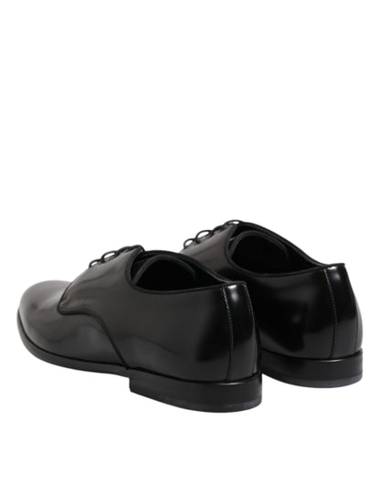 Dolce & Gabbana Schwarz Leder Lace Up Derby Männer Kleid Schuhe