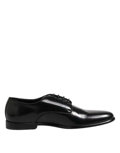 Dolce & Gabbana Schwarz Leder Lace Up Derby Männer Kleid Schuhe