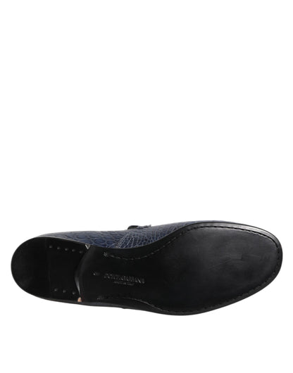 Dolce & Gabbana Blaue Exotische Leder Slip On Loafers Männer Kleid Schuhe