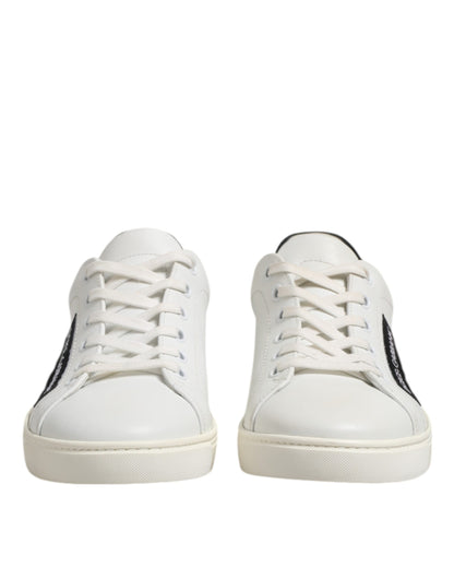 Dolce & Gabbana Weiß Schwarz Leder Lace Up Männer Turnschuhe Schuhe