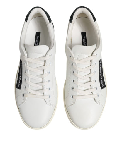 Dolce & Gabbana Weiß Schwarz Leder Lace Up Männer Turnschuhe Schuhe