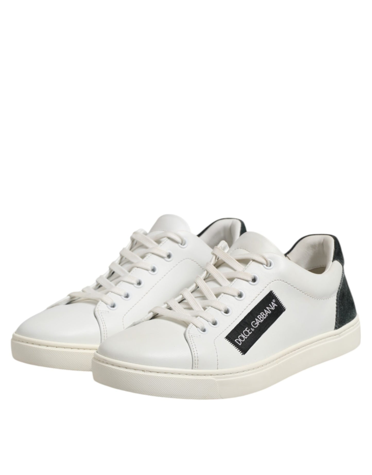 Dolce & Gabbana Weiß Schwarz Leder Lace Up Männer Turnschuhe Schuhe