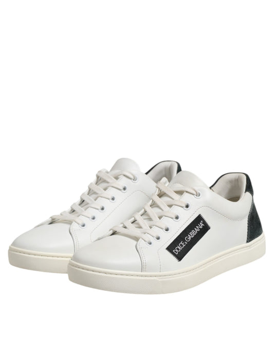 Dolce & Gabbana Weiß Schwarz Leder Lace Up Männer Turnschuhe Schuhe