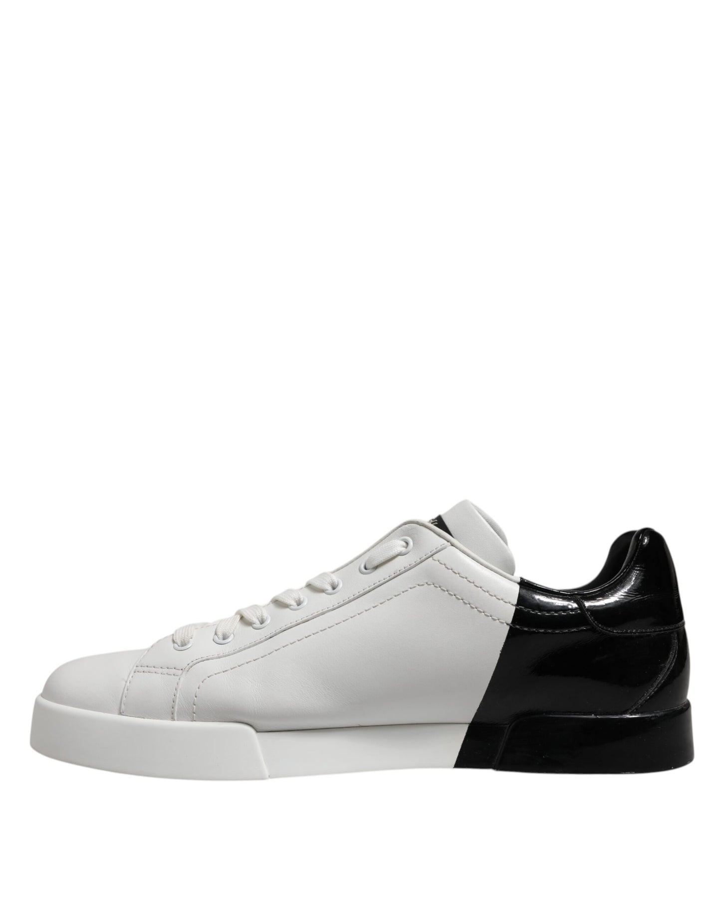 Dolce & Gabbana Weiß Schwarz Logo Low Top Leder Turnschuhe Schuhe