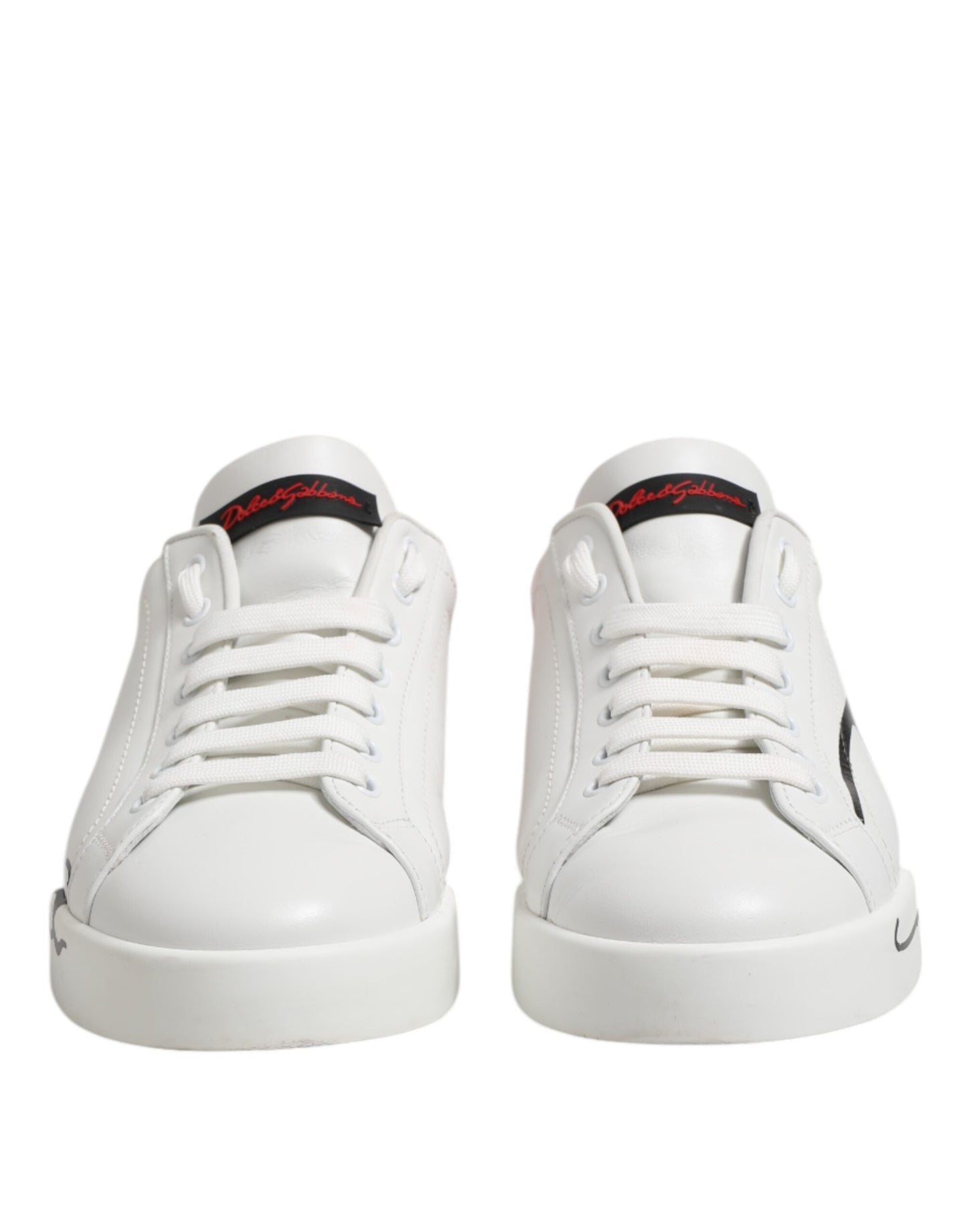 Dolce & Gabbana Weiß Rot Logo Low Top Leder Turnschuhe Schuhe