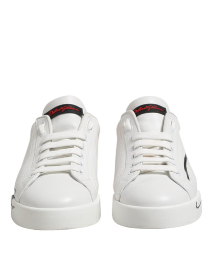 Dolce & Gabbana Weiß Rot Logo Low Top Leder Turnschuhe Schuhe