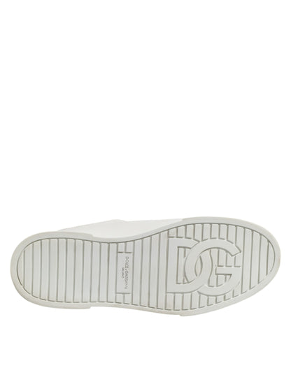 Dolce & Gabbana Weiß Logo Lace Up Low Top Männer Turnschuhe Schuhe