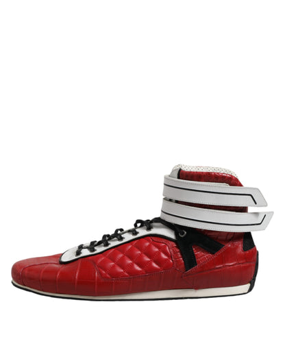 Dolce & Gabbana Rote gesteppte Leder Schnürschuhe Schuhe