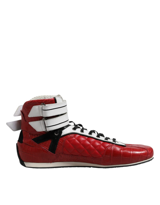 Dolce & Gabbana Rote gesteppte Leder Schnürschuhe Schuhe