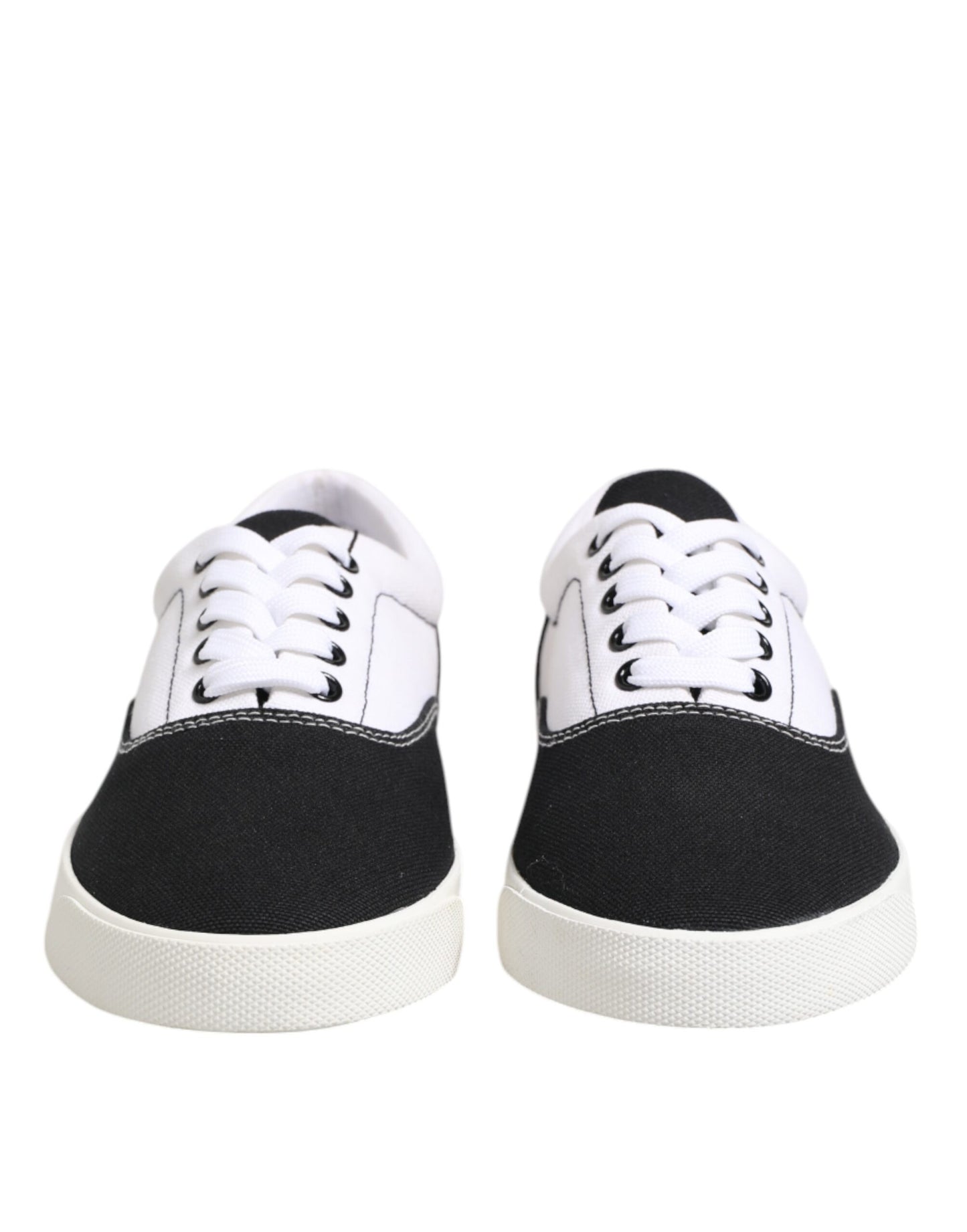 Dolce & Gabbana Schwarz Baumwolle Canvas Lace Up Männer Turnschuhe Schuhe